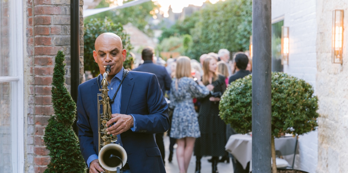 dsc (59) - 2022 - Gees Restaurant & Bar - Oxford - High Res - Mogford Prize Party Saxophonist